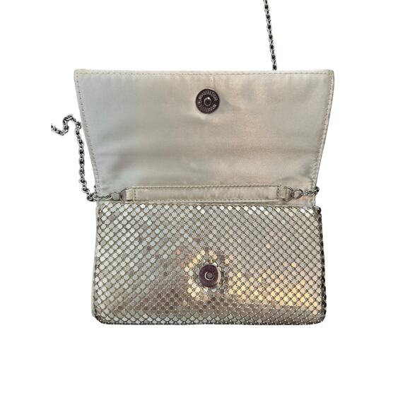 Jessica McClintock Evening Clutch purse gold silver crossbody over shoulder - Picture 3 of 6